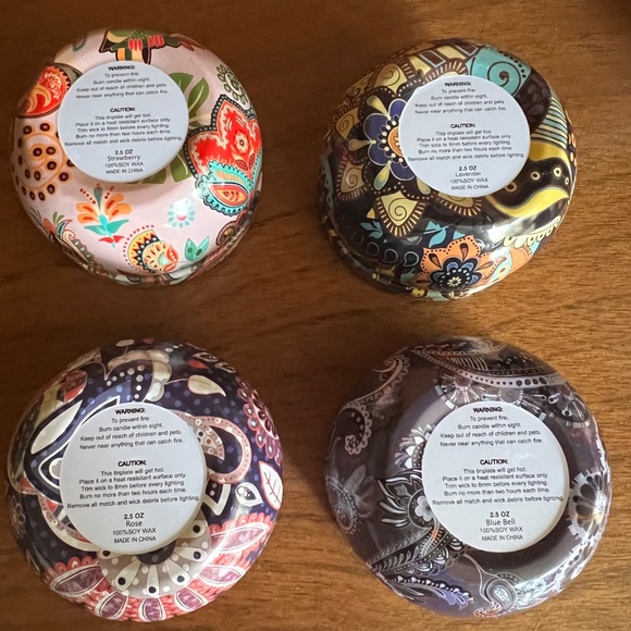 Scented Candles 4 Natural Soy Wax Aromatherapy Candles Small Portable Tin Jars - Picture 3 of 9